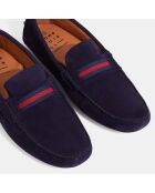 Mocassins en Velours de Cuir Ferdie bleu marine