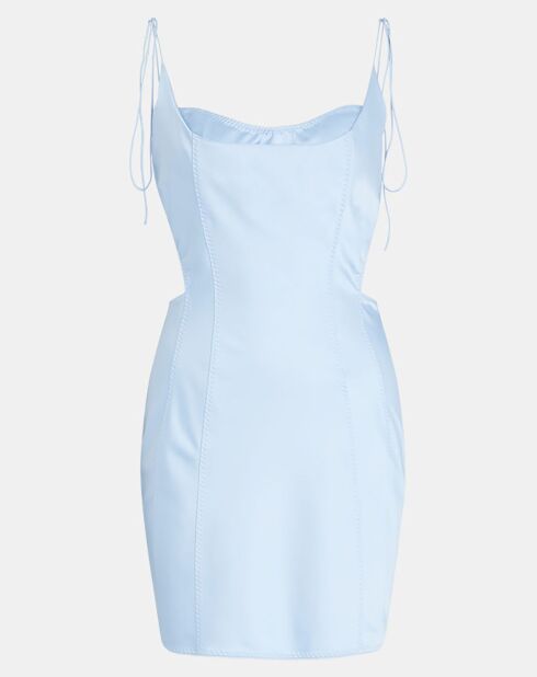 Vivienne hemelsblauwe satijnen mini-jurk