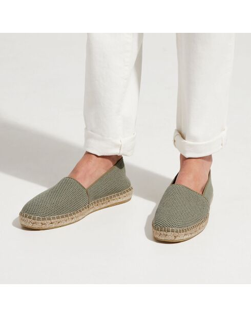 Espadrilles tissu ajouré vertes