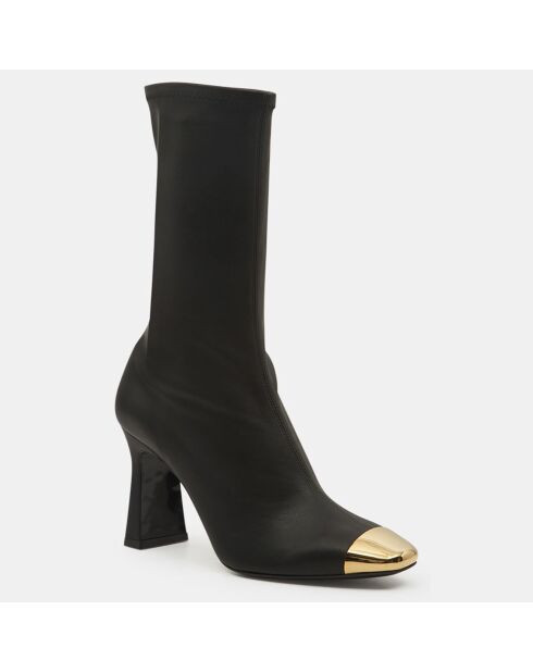 Bottines en Cuir Ellia noir/doré - Talon 9 cm