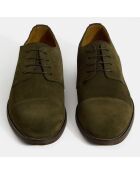 Derbies en Velours de Cuir vert kaki