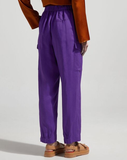 Pantalon en Lin mélangé fluide Cargo violet