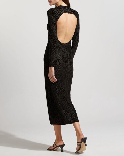 Mireille schwarzes Kleid mit offenem Rücken