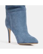 Bottes en Velours de Cuir bleues - Talon 9 cm