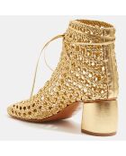 Boots en Cuir Hand-woven Chic Ankle dorées - Talon 5,5 cm