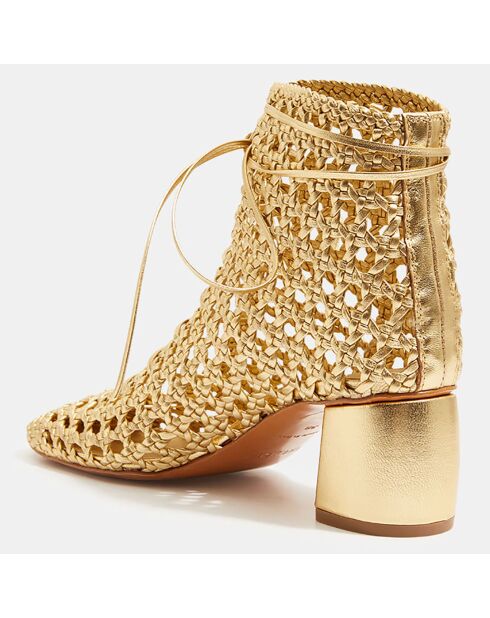 Boots en Cuir Hand-woven Chic Ankle dorées - Talon 5,5 cm