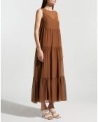 Robe en Coton & Soie Fago marron moyen