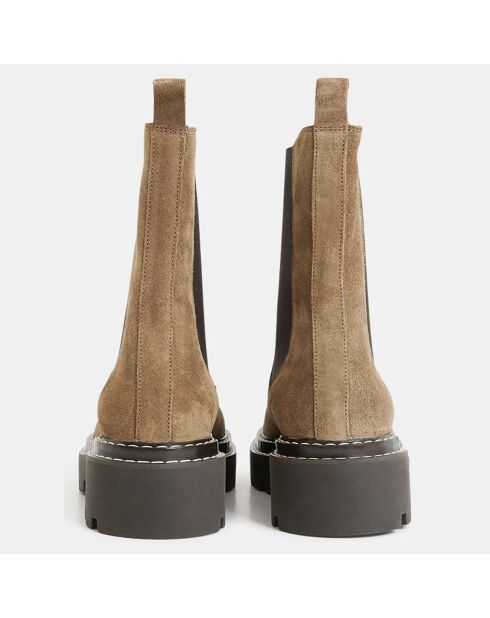 Chelsea Boots surpiqures marron taupe - Talon 4 cm