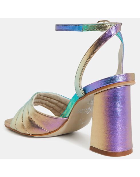 Sandales à talon en Cuir matelassées multicolores - Talon 8 cm