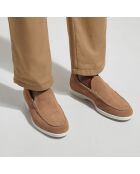 Mocassins en Velours de Cuir taupe