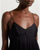 Robe en Crépon de Soie mélangée Pinstri noire