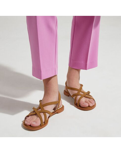 Sandales plates en Cuir marron
