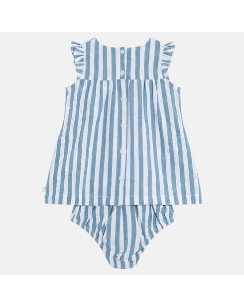 Robe Ipita culotte rayure bleu/écru