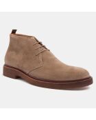 Bottines en Velours de Cuir mid marron taupe