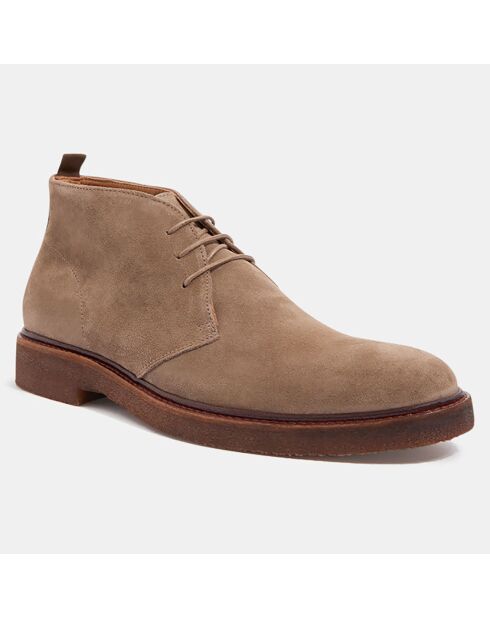 Bottines en Velours de Cuir mid marron taupe