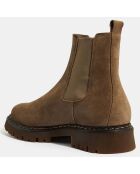 Chelsea Boots en Velours de Cuir marron taupe