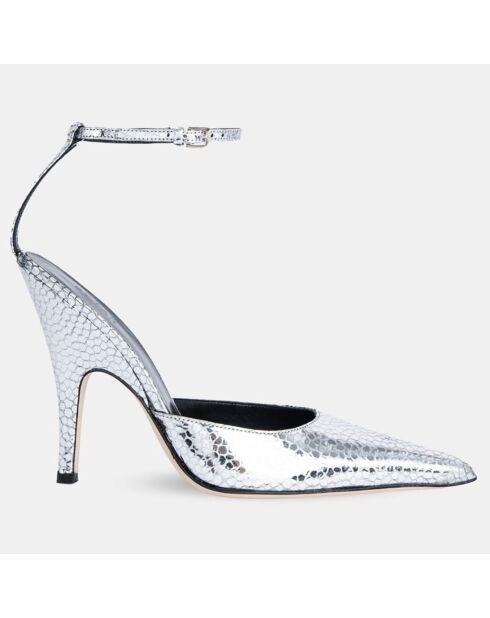 Escarpins en Cuir écailles Eliza argentés - Talon 12 cm