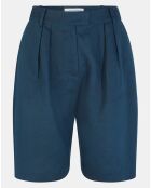 Short 100% Lin Acao bleu marine