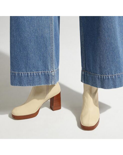 Bottines en Cuir blanches - Talon 8.5 cm