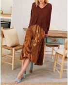 Pull fin lurex Gia marron