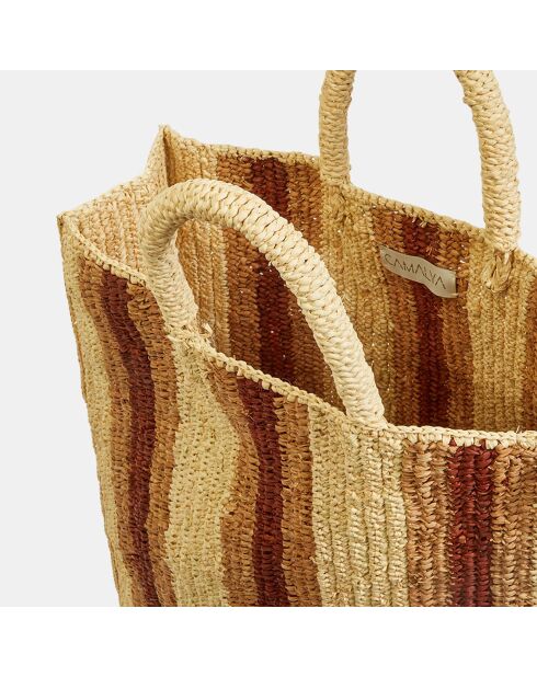 Sac cabas Airo rayé Tricolore marron/multicolore - 35x15x40 cm