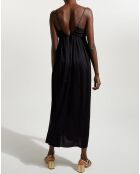 Robe en Crépon de Soie mélangée Pinstri noire