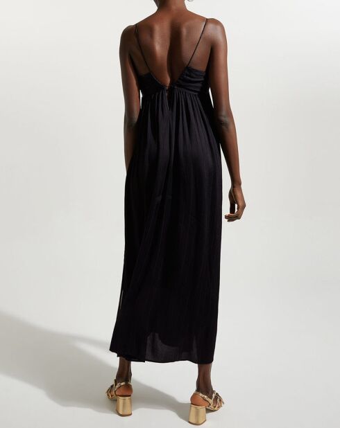 Robe en Crépon de Soie mélangée Pinstri noire