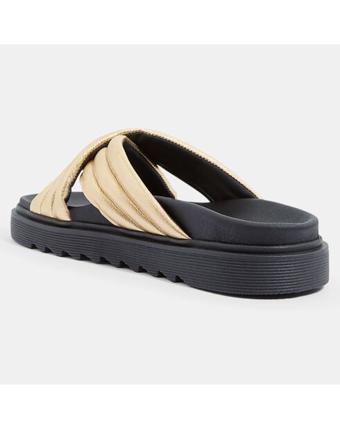 Mules plates en Cuir matelassées dorées