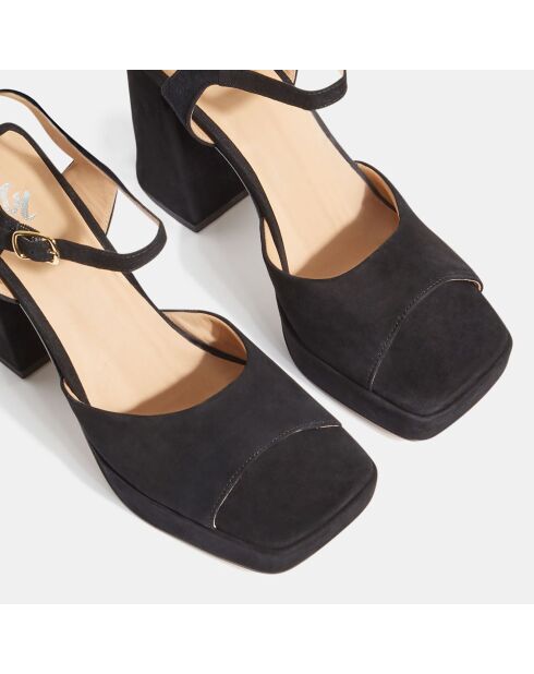 Sandali neri in pelle vellutata - tacco 10,5 cm