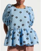 Top gaufré Liw à motifs bleu clair