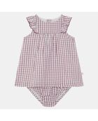 Robe en Coton Bio Anoula bis clt vichy écru/violet
