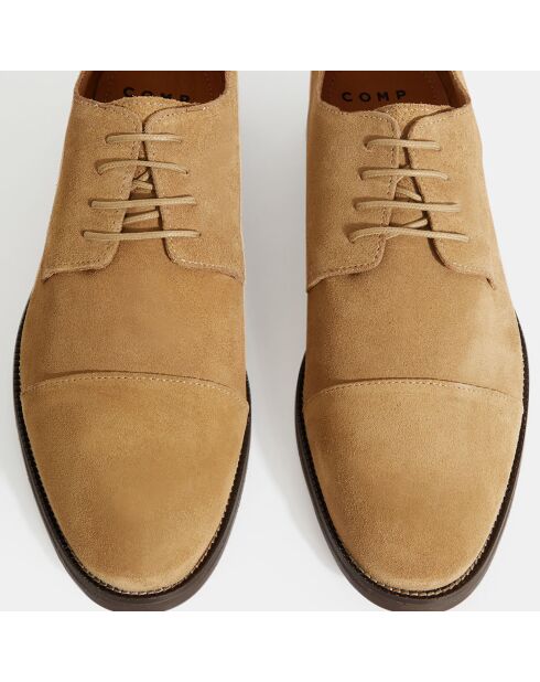 Derbies en Velours de Cuir beiges