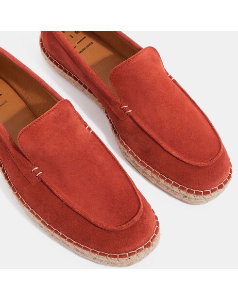 Mocassins espadrilles en Velours de Cuir orange brique