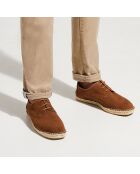 Espadrilles en Velours de Cuir camel