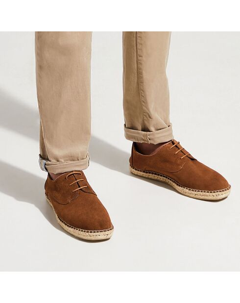 Espadrilles en Velours de Cuir camel