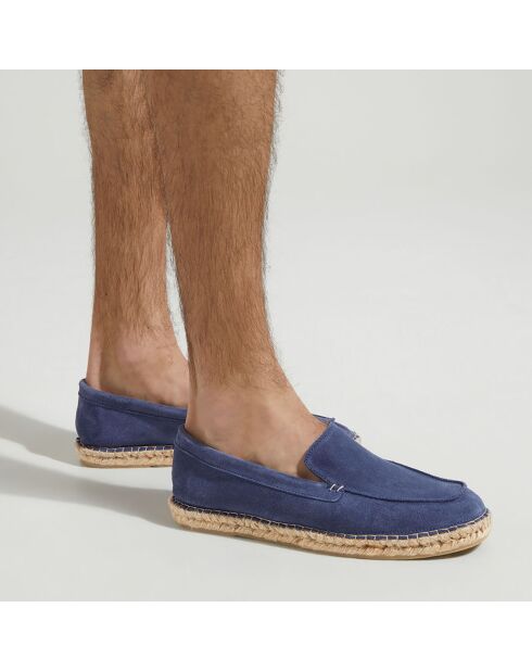 Mocassins espadrilles en Velours de Cuir bleu jean