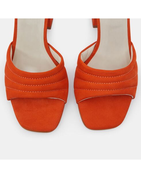 Sandales à talon en Cuir matelassées orange - Talon 8 cm