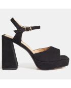 Sandales en velours de Cuir noires - Talon 10.5 cm