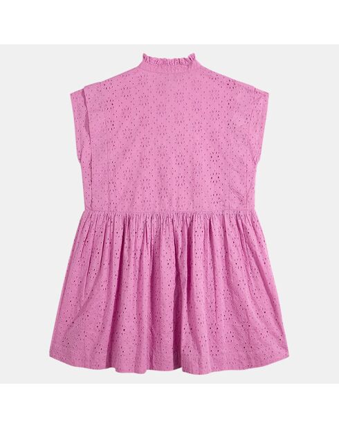 Damesjurk van biologisch katoen met roze borduursel
