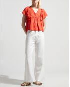 Top à volant en Coton & Lin Leonie orange