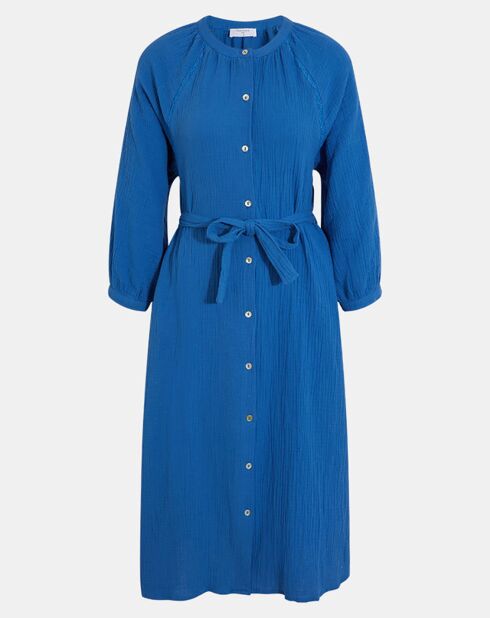 Robe-chemise midi Lao bleu vif