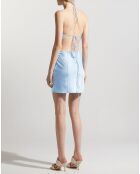 Robe mini satinée Vivienne bleu ciel