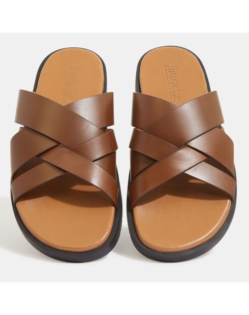 Mules en Cuir June cognac