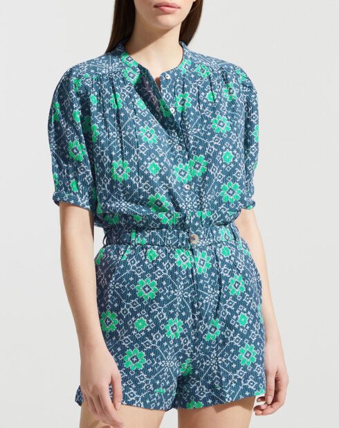 Chemise Nessie imprimée bleu/vert