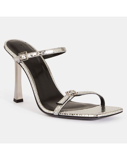 Sandales en Cuir croco Flick argentées - Talon 8,5 cm