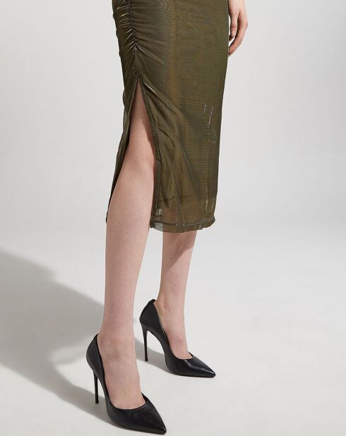 Khakifarbenes Lurex-Kleid Elvira