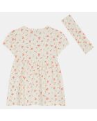 Ensemble Araela robe aop écru/rouge