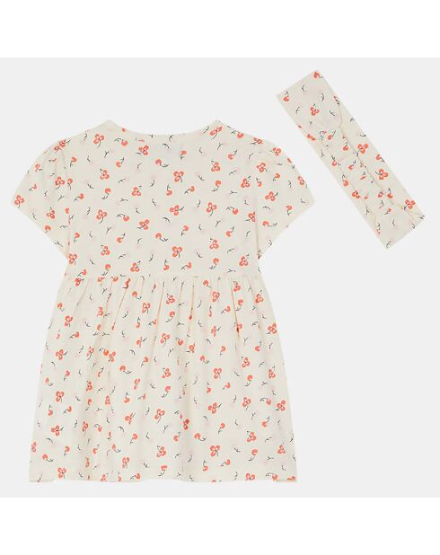 Ensemble Araela robe aop écru/rouge