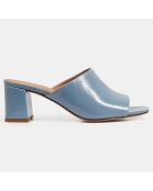 Mules à talon en Cuir bleu jean - Talon 6 cm