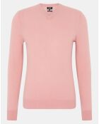 Pull 100% Cachemire Nachve col V rose